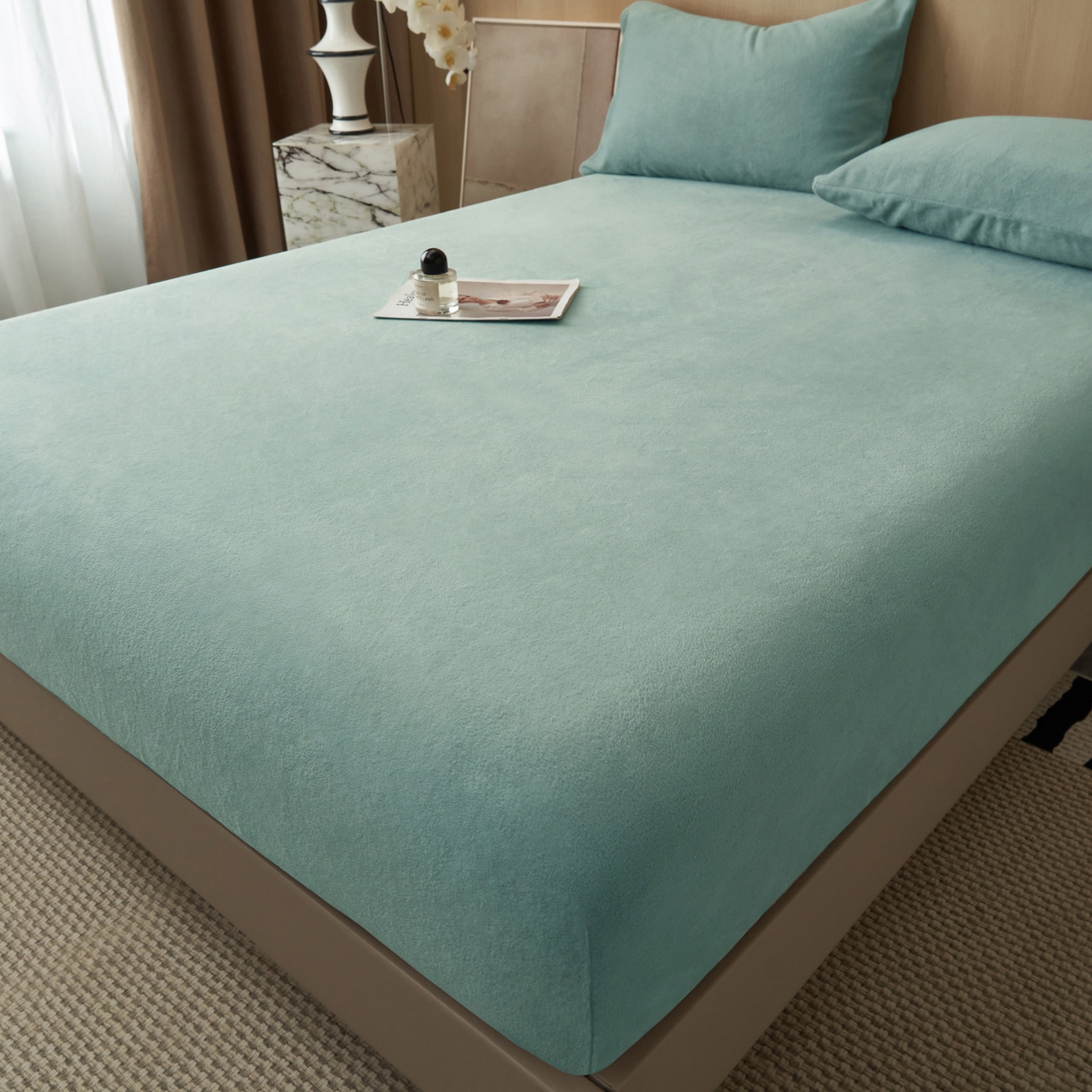 91家纺网 家纺一手货源 找家纺 早晨家纺 2025新款高克重牛奶绒纯色单床笠 牛奶绒-宾利蓝