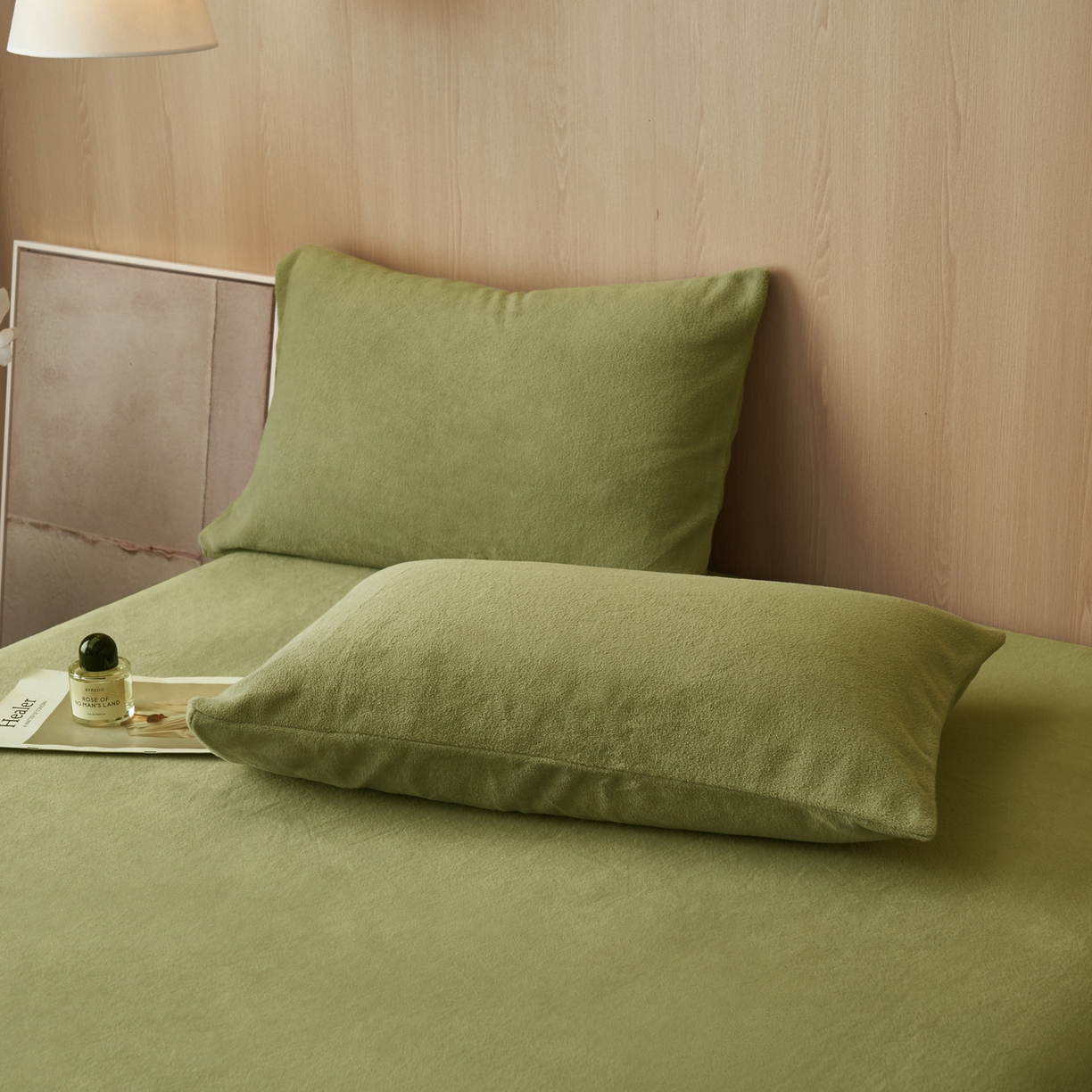 91家纺网 家纺一手货源 找家纺 早晨家纺 2025新款高克重牛奶绒纯色单床笠 牛奶绒-橄榄绿