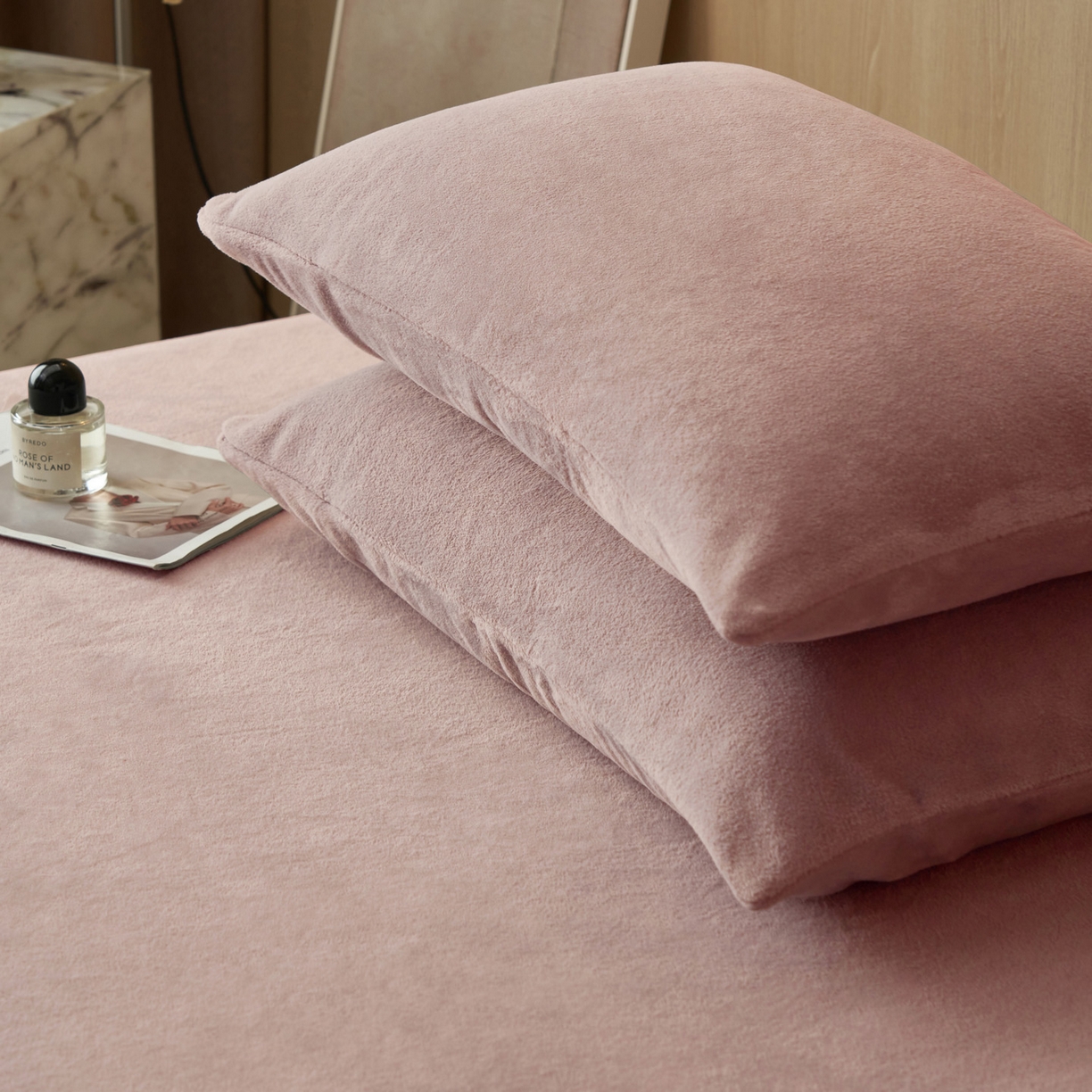 91家纺网 家纺一手货源 找家纺 早晨家纺 2025新款高克重牛奶绒纯色单床笠 牛奶绒-豆沙