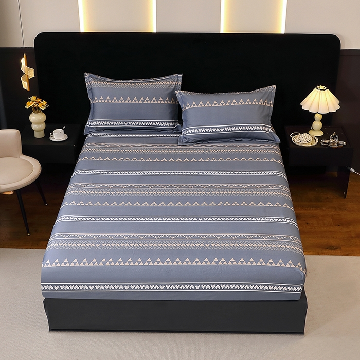 91家纺网 家纺一手货源 找家纺 （总）2025新款叶语系-活性全棉磨毛床笠 加厚保暖印花纯棉磨毛床笠单床笠单品床笠单件斜纹