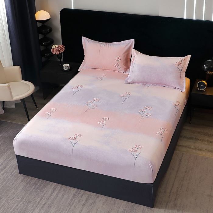 91家纺网 家纺一手货源 找家纺 晶缦家纺 2025叶语系·纯棉活性全棉磨毛单笠单品床笠床笠单件 兰菲尼粉