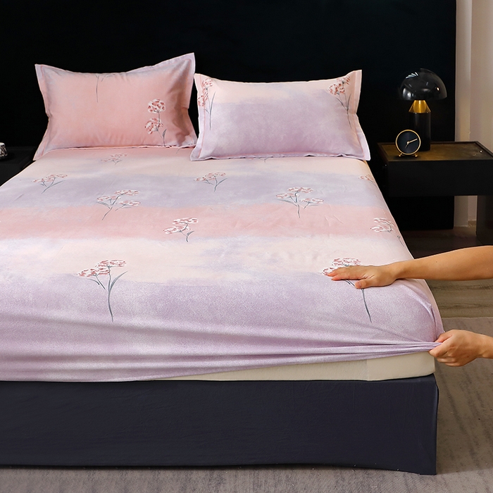 91家纺网 家纺一手货源 找家纺 晶缦家纺 2025叶语系·纯棉活性全棉磨毛单笠单品床笠床笠单件 兰菲尼粉