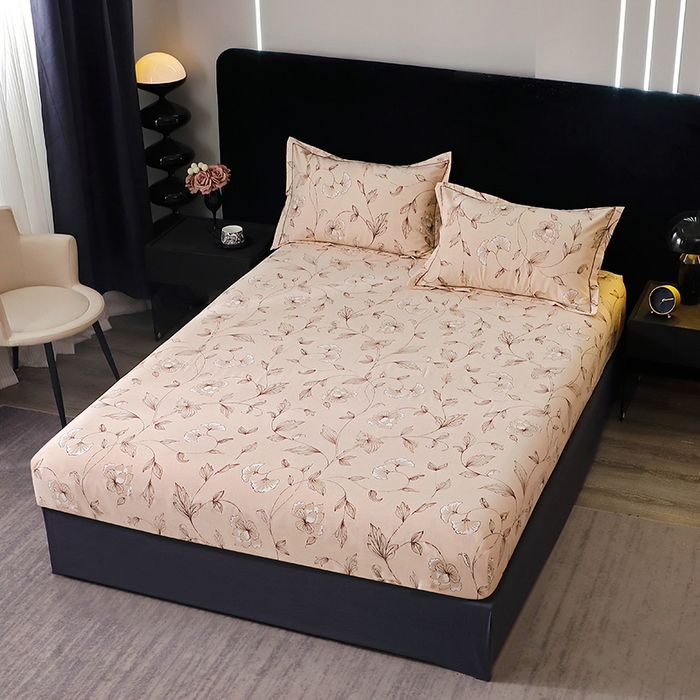 91家纺网 家纺一手货源 找家纺 晶缦家纺 2025叶语系·纯棉活性全棉磨毛单笠单品床笠床笠单件 美兮咖