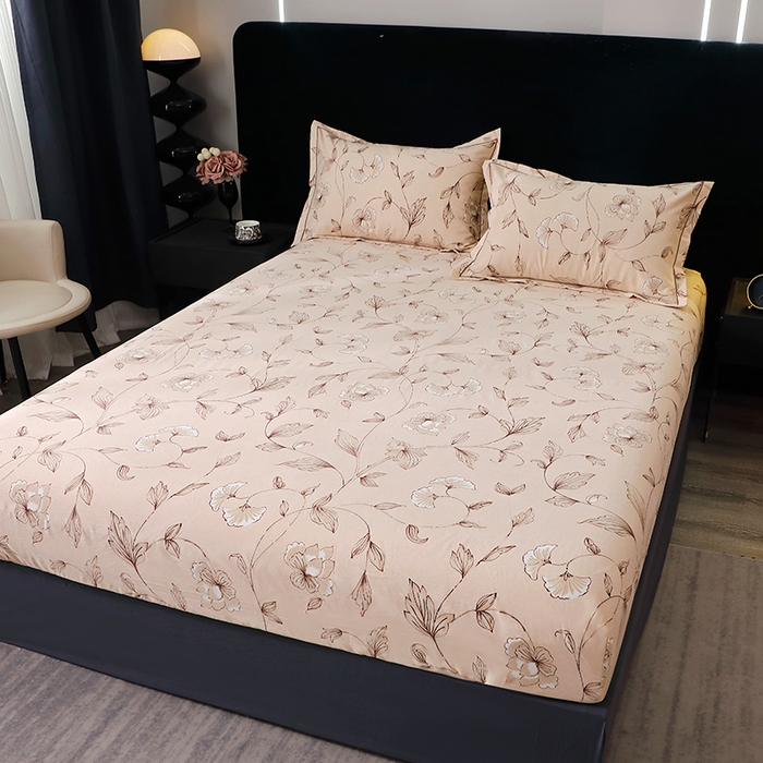 91家纺网 家纺一手货源 找家纺 晶缦家纺 2025叶语系·纯棉活性全棉磨毛单笠单品床笠床笠单件 美兮咖