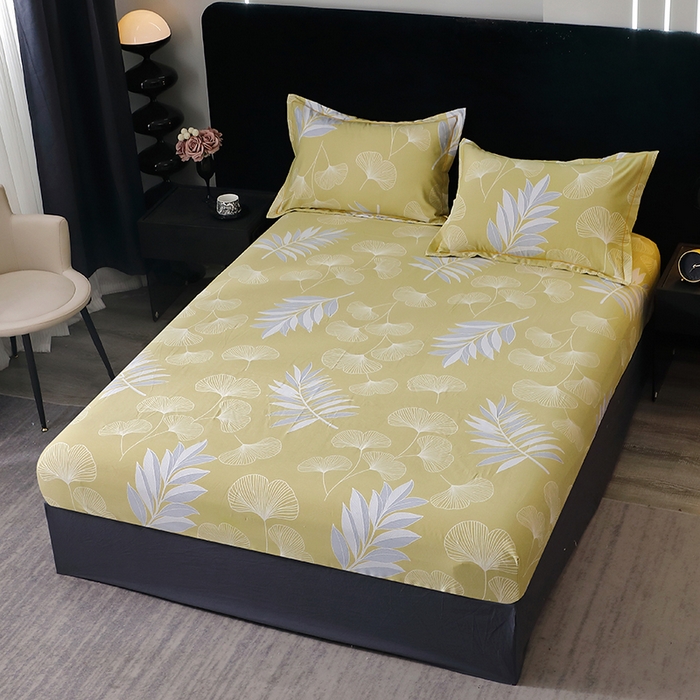 91家纺网 家纺一手货源 找家纺 晶缦家纺 2025叶语系·纯棉活性全棉磨毛单笠单品床笠床笠单件 迷迭香黄