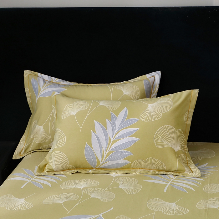 91家纺网 家纺一手货源 找家纺 晶缦家纺 2025叶语系·纯棉活性全棉磨毛单笠单品床笠床笠单件 迷迭香黄