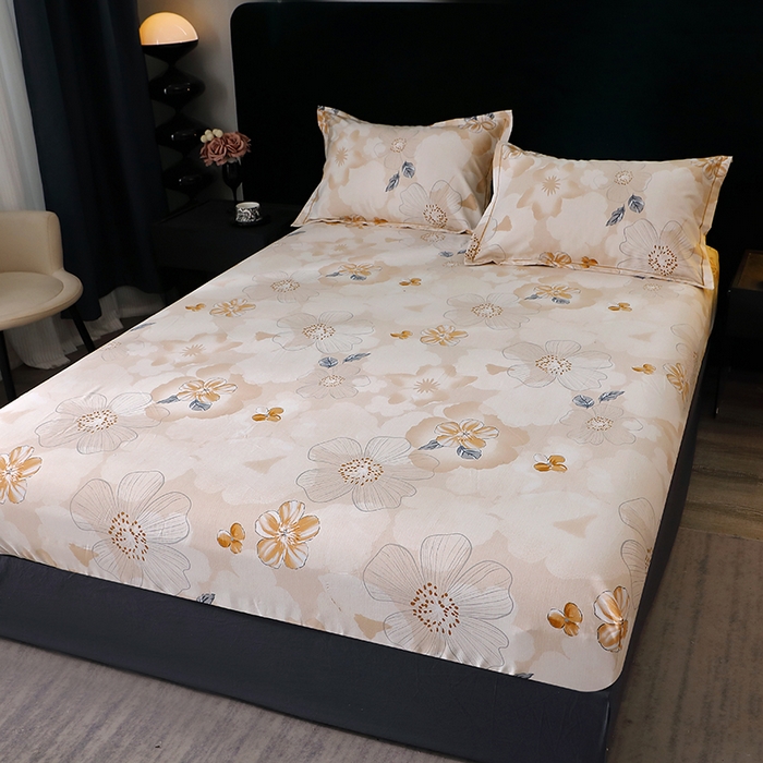 91家纺网 家纺一手货源 找家纺 晶缦家纺 2025叶语系·纯棉活性全棉磨毛单笠单品床笠床笠单件 如月花梦咖