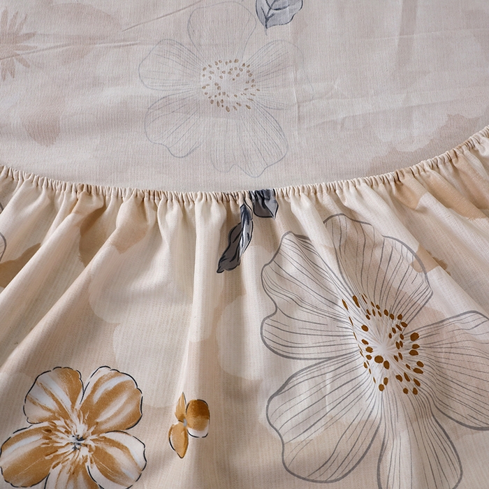 91家纺网 家纺一手货源 找家纺 晶缦家纺 2025叶语系·纯棉活性全棉磨毛单笠单品床笠床笠单件 如月花梦咖