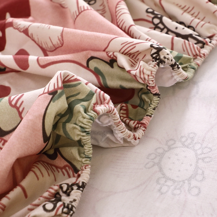 91家纺网 家纺一手货源 找家纺 晶缦家纺 2025叶语系·纯棉活性全棉磨毛单笠单品床笠床笠单件 兔宝贝粉