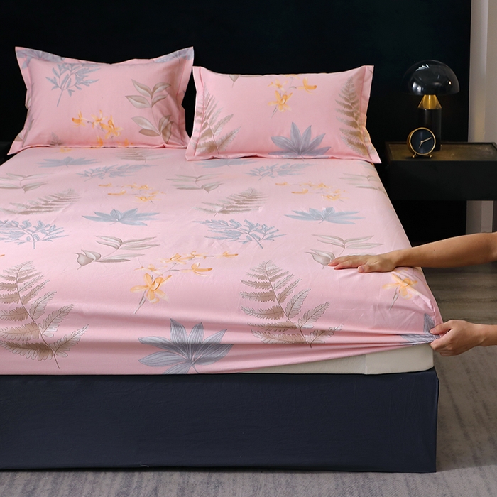 91家纺网 家纺一手货源 找家纺 晶缦家纺 2025叶语系·纯棉活性全棉磨毛单笠单品床笠床笠单件 相思叶粉