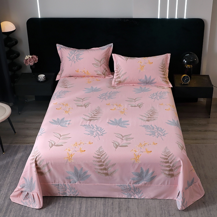 91家纺网 家纺一手货源 找家纺 晶缦家纺 2025叶语系·纯棉活性全棉磨毛单笠单品床笠床笠单件 相思叶粉