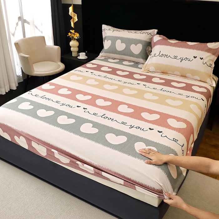 91家纺网 家纺一手货源 找家纺 晶缦家纺 2025叶语系·纯棉活性全棉磨毛单笠单品床笠床笠单件 心相近