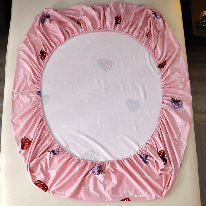 91家纺网 家纺一手货源 找家纺 晶缦家纺 2025叶语系·纯棉活性全棉磨毛单笠单品床笠床笠单件 炫动草莓粉