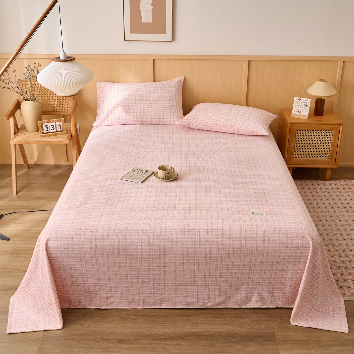 91家纺网 家纺一手货源 找家纺 早晨家纺 2025新款野牧款高克重牛奶绒印花单床单系列 野牧-香风粉