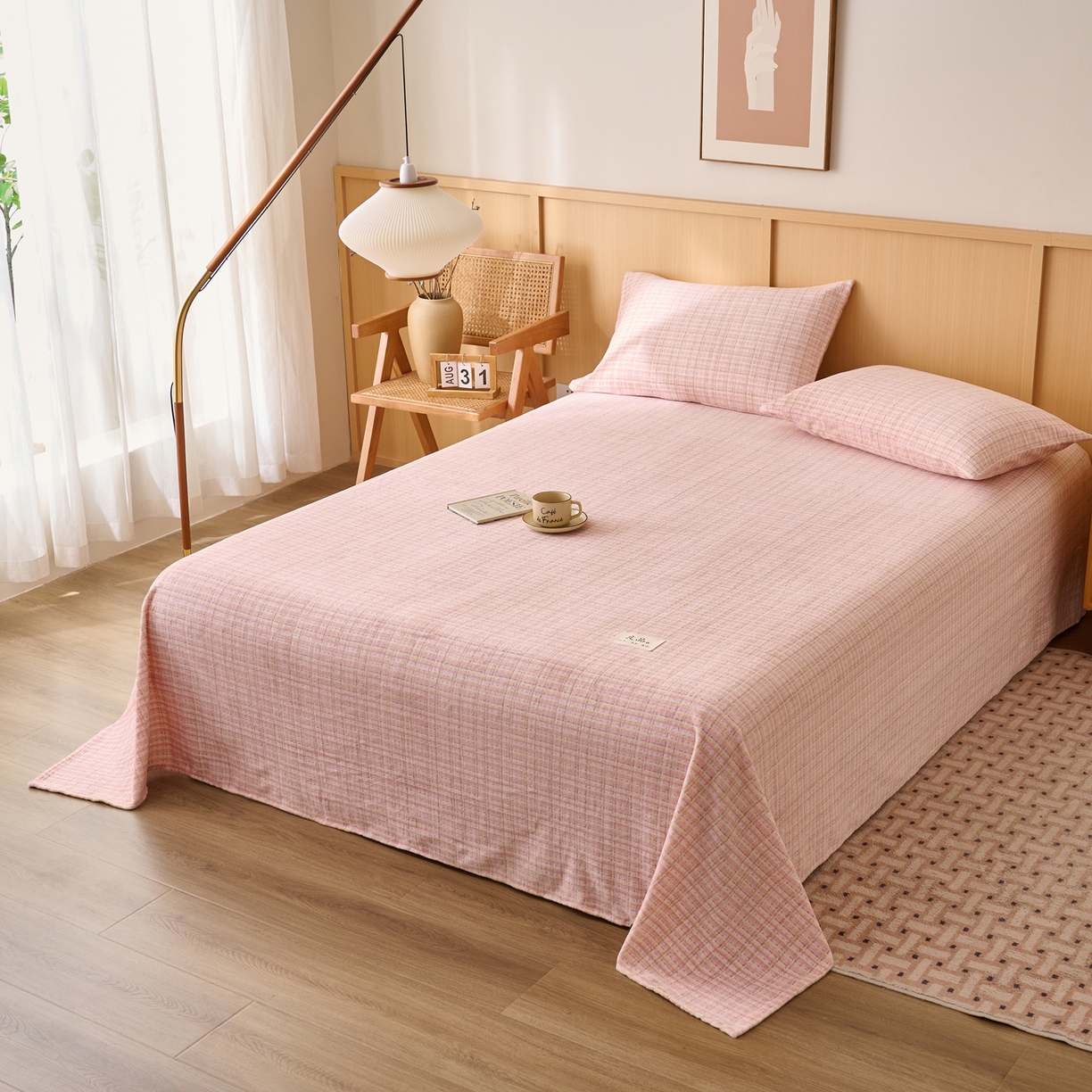 91家纺网 家纺一手货源 找家纺 早晨家纺 2025新款野牧款高克重牛奶绒印花单床单系列 野牧-香风粉