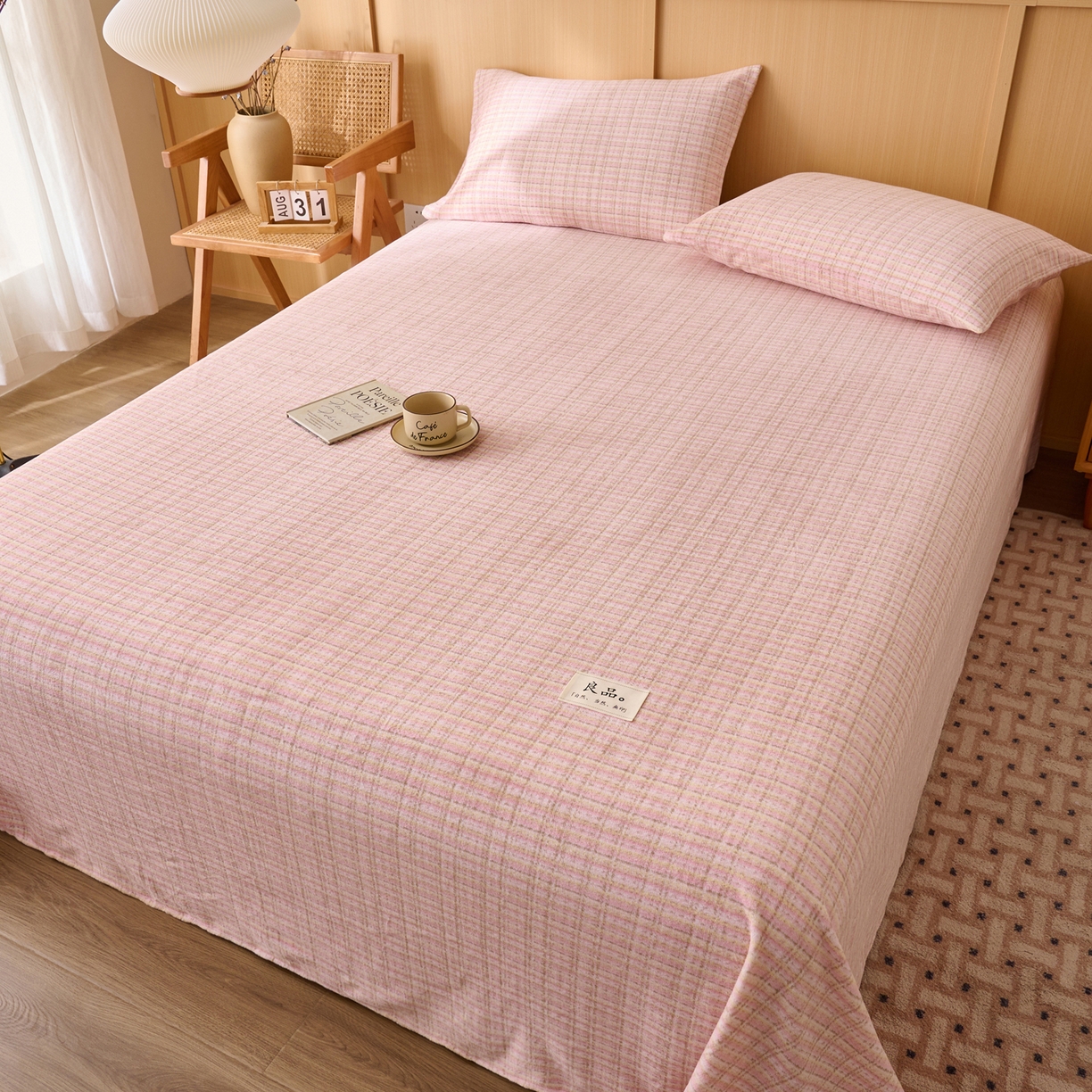 91家纺网 家纺一手货源 找家纺 早晨家纺 2025新款野牧款高克重牛奶绒印花单床单系列 野牧-香风粉