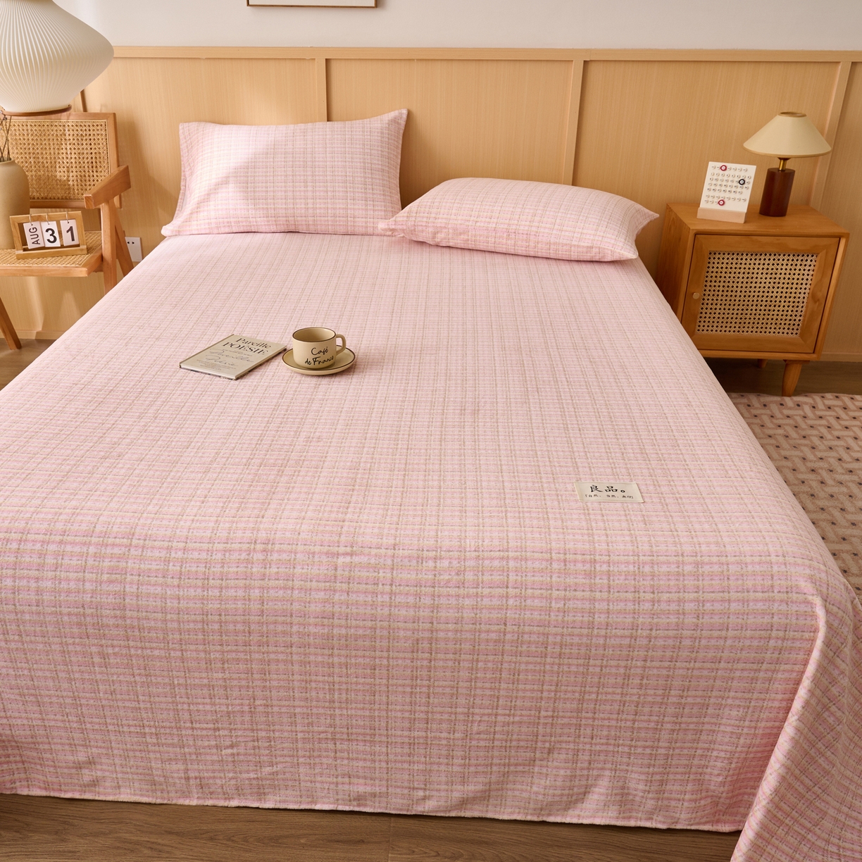 91家纺网 家纺一手货源 找家纺 早晨家纺 2025新款野牧款高克重牛奶绒印花单床单系列 野牧-香风粉