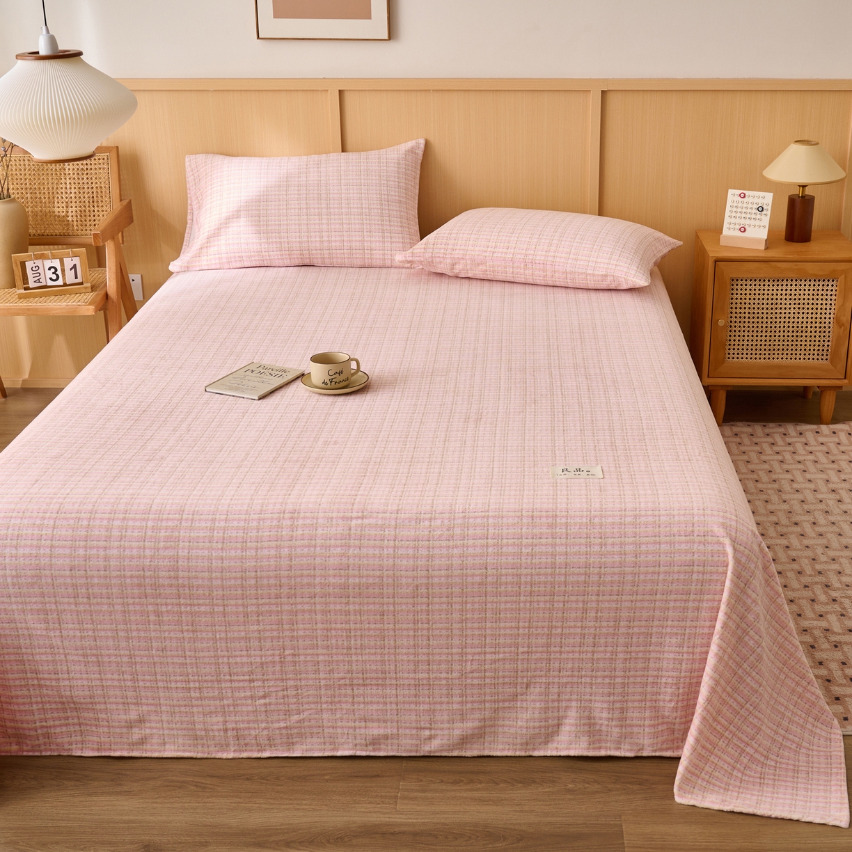 91家纺网 家纺一手货源 找家纺 早晨家纺 2025新款野牧款高克重牛奶绒印花单床单系列 野牧-香风粉