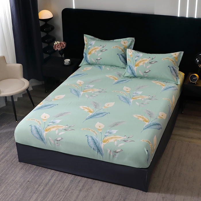 91家纺网 家纺一手货源 找家纺 晶缦家纺 2025叶语系·纯棉活性全棉磨毛单笠单品床笠床笠单件 云瑶蓝