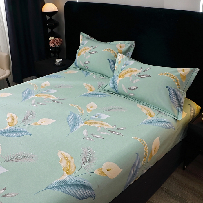 91家纺网 家纺一手货源 找家纺 晶缦家纺 2025叶语系·纯棉活性全棉磨毛单笠单品床笠床笠单件 云瑶蓝