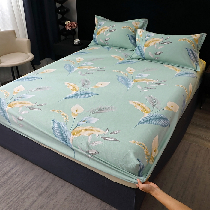 91家纺网 家纺一手货源 找家纺 晶缦家纺 2025叶语系·纯棉活性全棉磨毛单笠单品床笠床笠单件 云瑶蓝