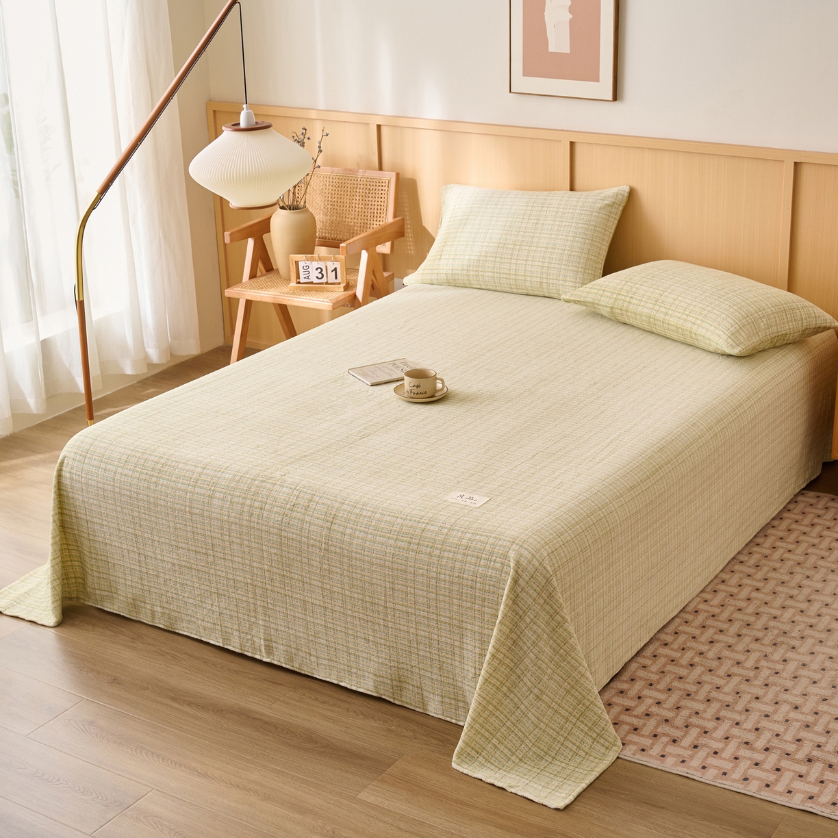 91家纺网 家纺一手货源 找家纺 早晨家纺 2025新款野牧款高克重牛奶绒印花单床单系列 野牧-香风黄