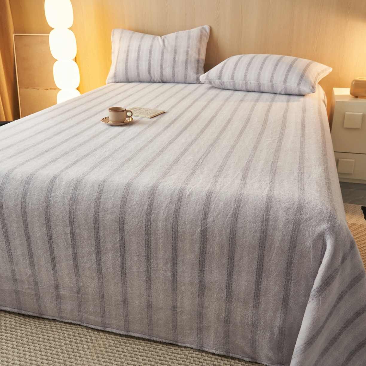 91家纺网 家纺一手货源 找家纺 早晨家纺 2025新款未末款仿羊绒牛奶绒床单 未末-浅灰