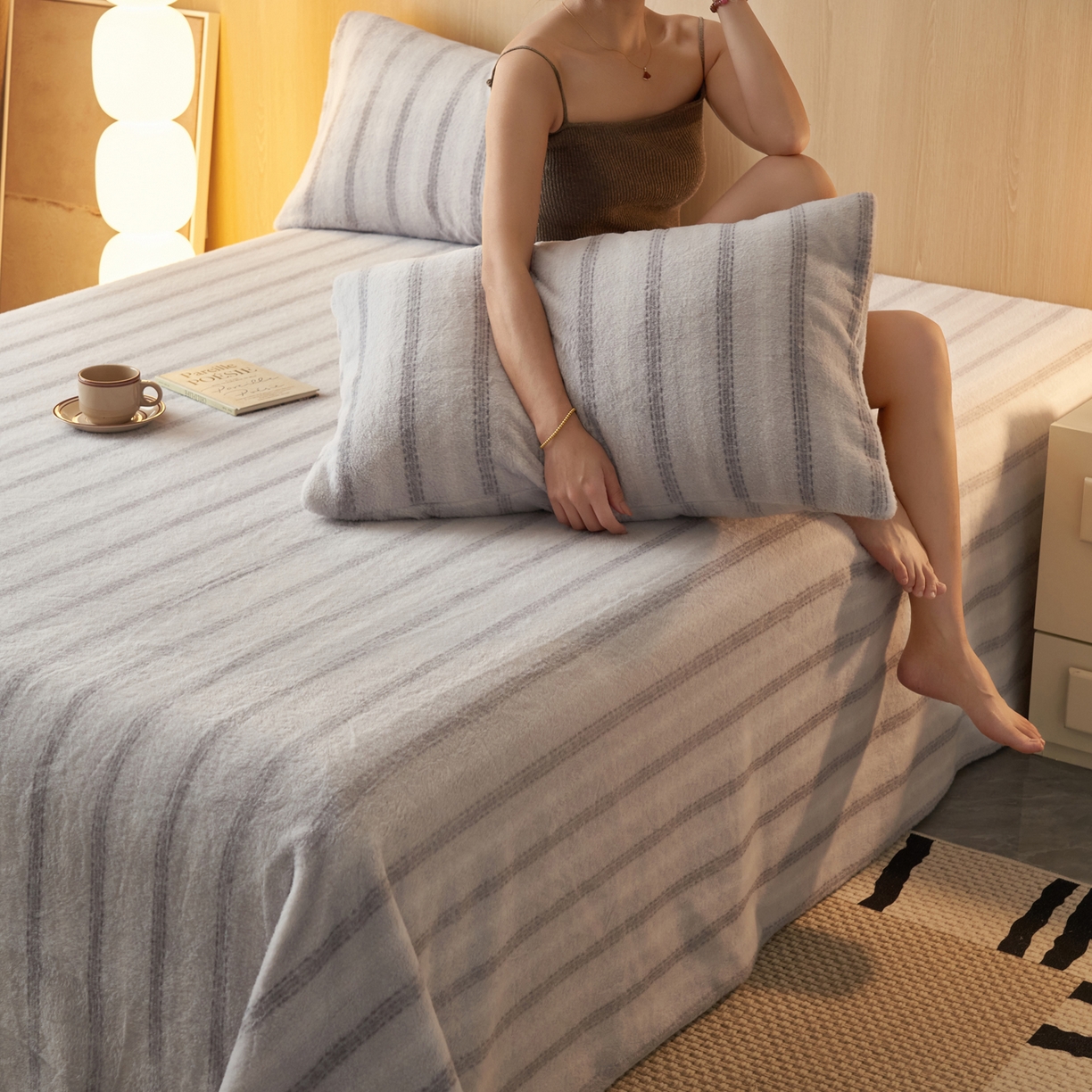 91家纺网 家纺一手货源 找家纺 早晨家纺 2025新款未末款仿羊绒牛奶绒床单 未末-浅灰