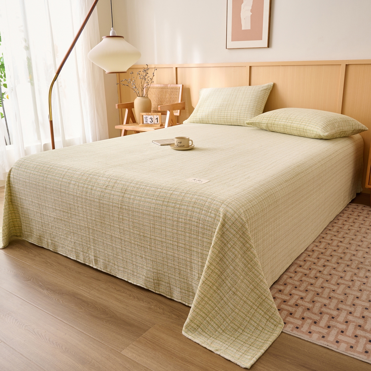 91家纺网 家纺一手货源 找家纺 早晨家纺 2025新款野牧款高克重牛奶绒印花单床单系列 野牧-香风黄