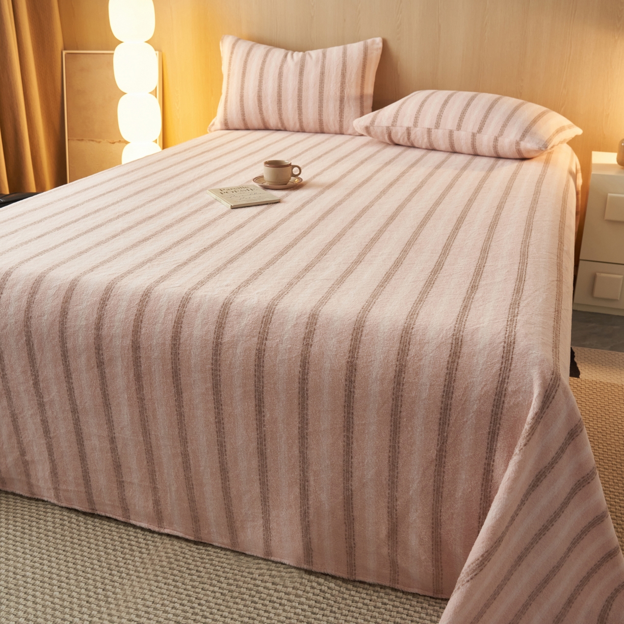 91家纺网 家纺一手货源 找家纺 早晨家纺 2025新款未末款仿羊绒牛奶绒床单 未末-柔粉