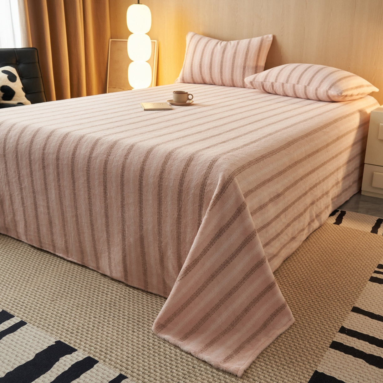 91家纺网 家纺一手货源 找家纺 早晨家纺 2025新款未末款仿羊绒牛奶绒床单 未末-柔粉