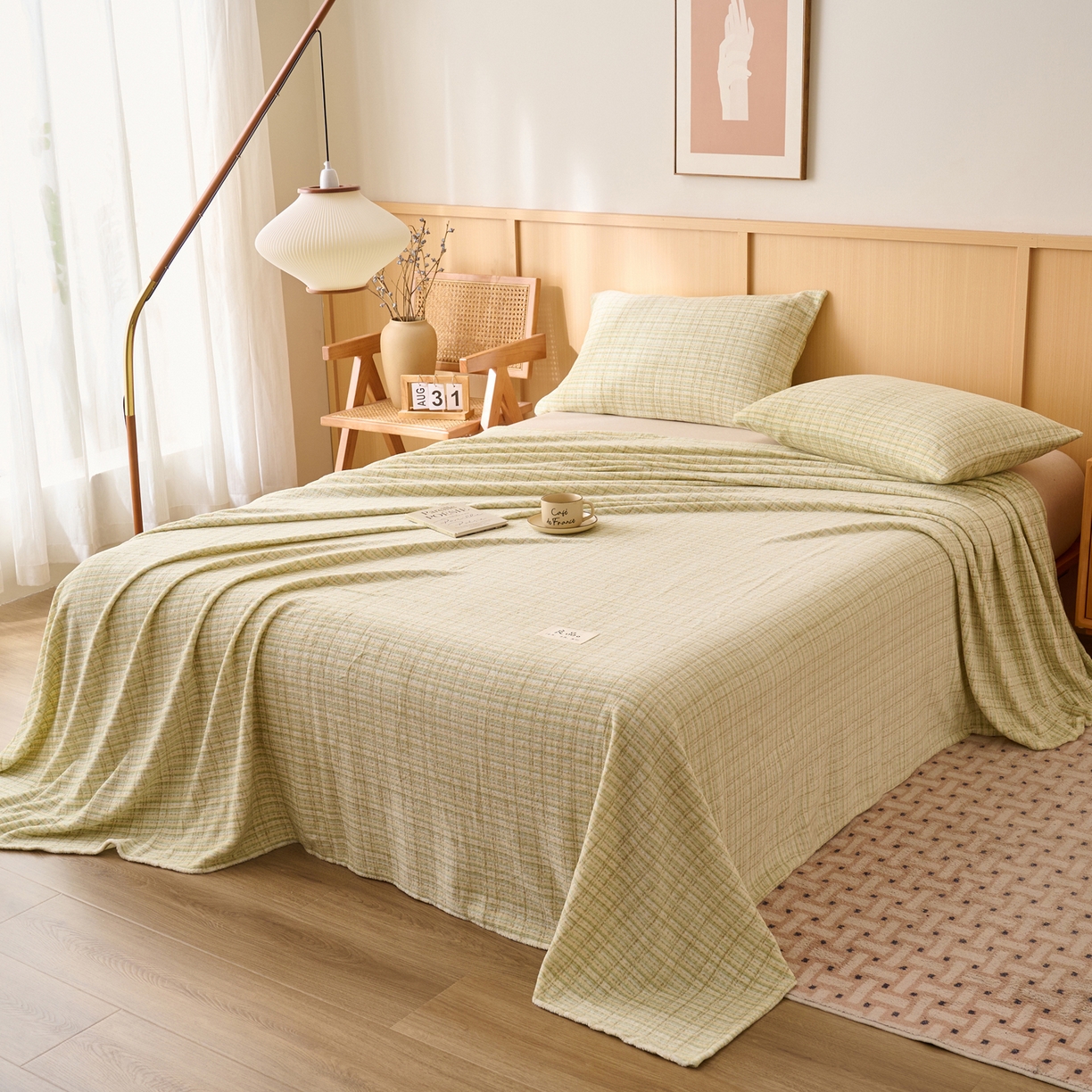 91家纺网 家纺一手货源 找家纺 早晨家纺 2025新款野牧款高克重牛奶绒印花单床单系列 野牧-香风黄