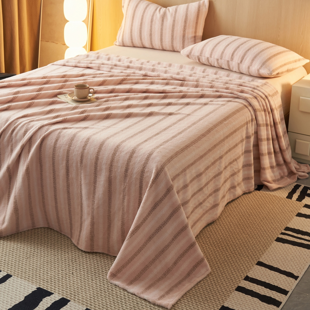 91家纺网 家纺一手货源 找家纺 早晨家纺 2025新款未末款仿羊绒牛奶绒床单 未末-柔粉