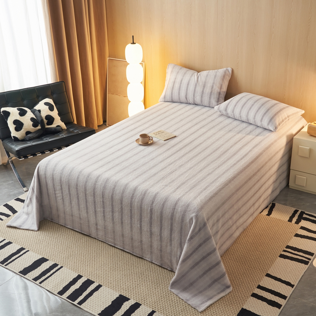 91家纺网 家纺一手货源 找家纺 早晨家纺 2025新款未末款仿羊绒牛奶绒床单 未末-浅灰