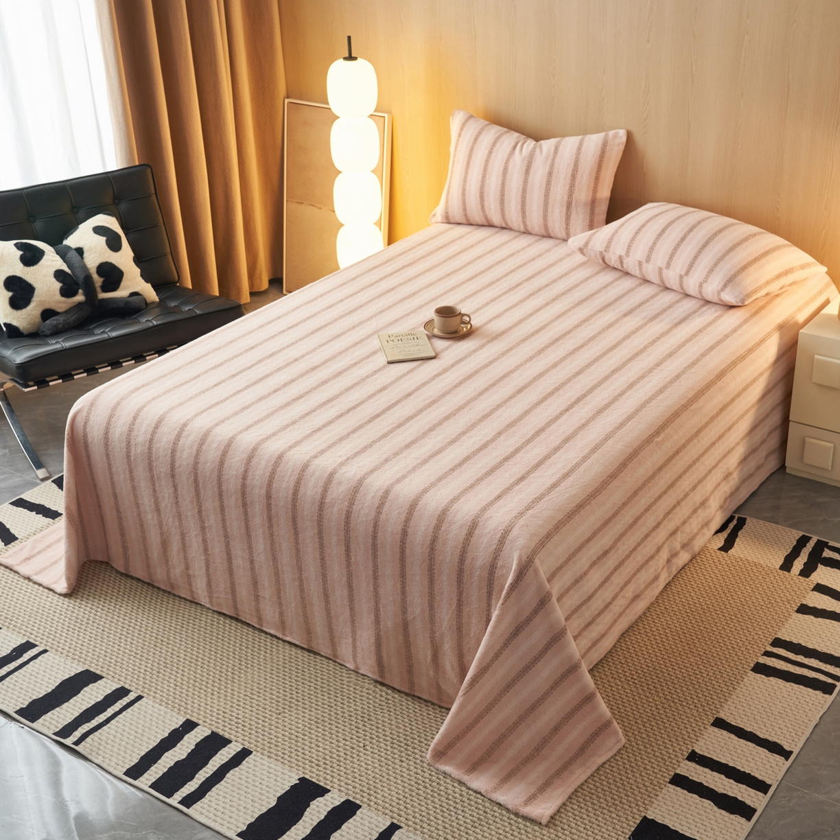 91家纺网 家纺一手货源 找家纺 早晨家纺 2025新款未末款仿羊绒牛奶绒床单 未末-柔粉