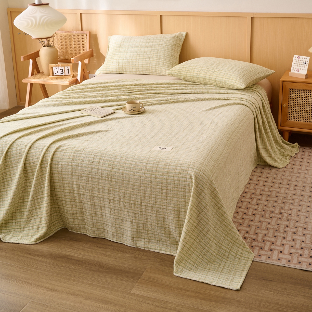 91家纺网 家纺一手货源 找家纺 早晨家纺 2025新款野牧款高克重牛奶绒印花单床单系列 野牧-香风黄