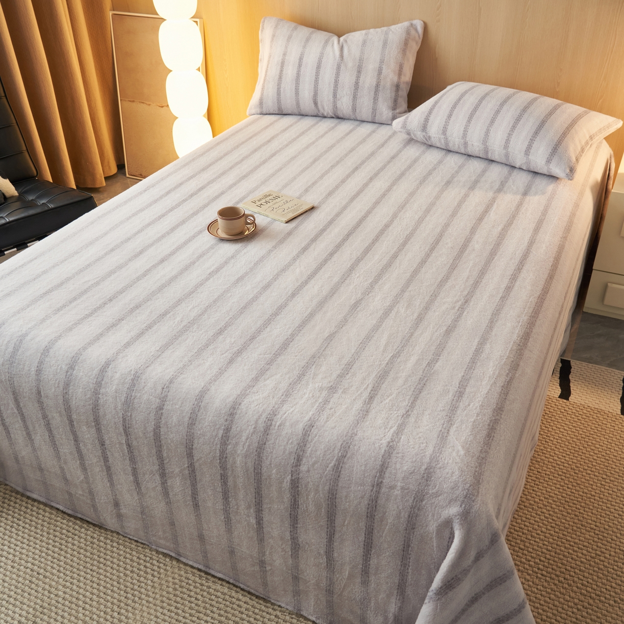 91家纺网 家纺一手货源 找家纺 早晨家纺 2025新款未末款仿羊绒牛奶绒床单 未末-浅灰