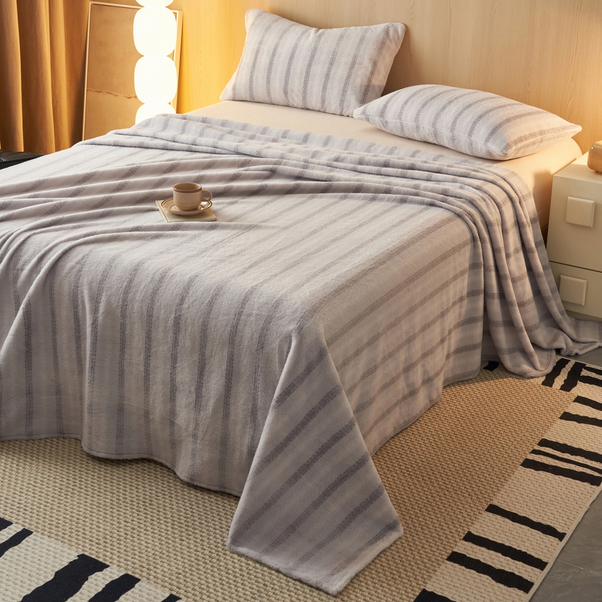 91家纺网 家纺一手货源 找家纺 早晨家纺 2025新款未末款仿羊绒牛奶绒床单 未末-浅灰