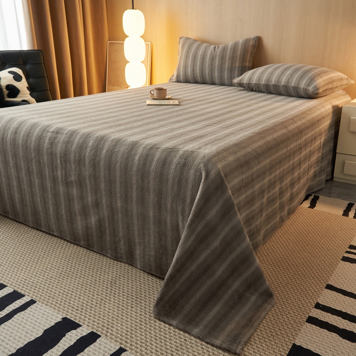 91家纺网 家纺一手货源 找家纺 早晨家纺 2025新款未末款仿羊绒牛奶绒床单 未末-深灰