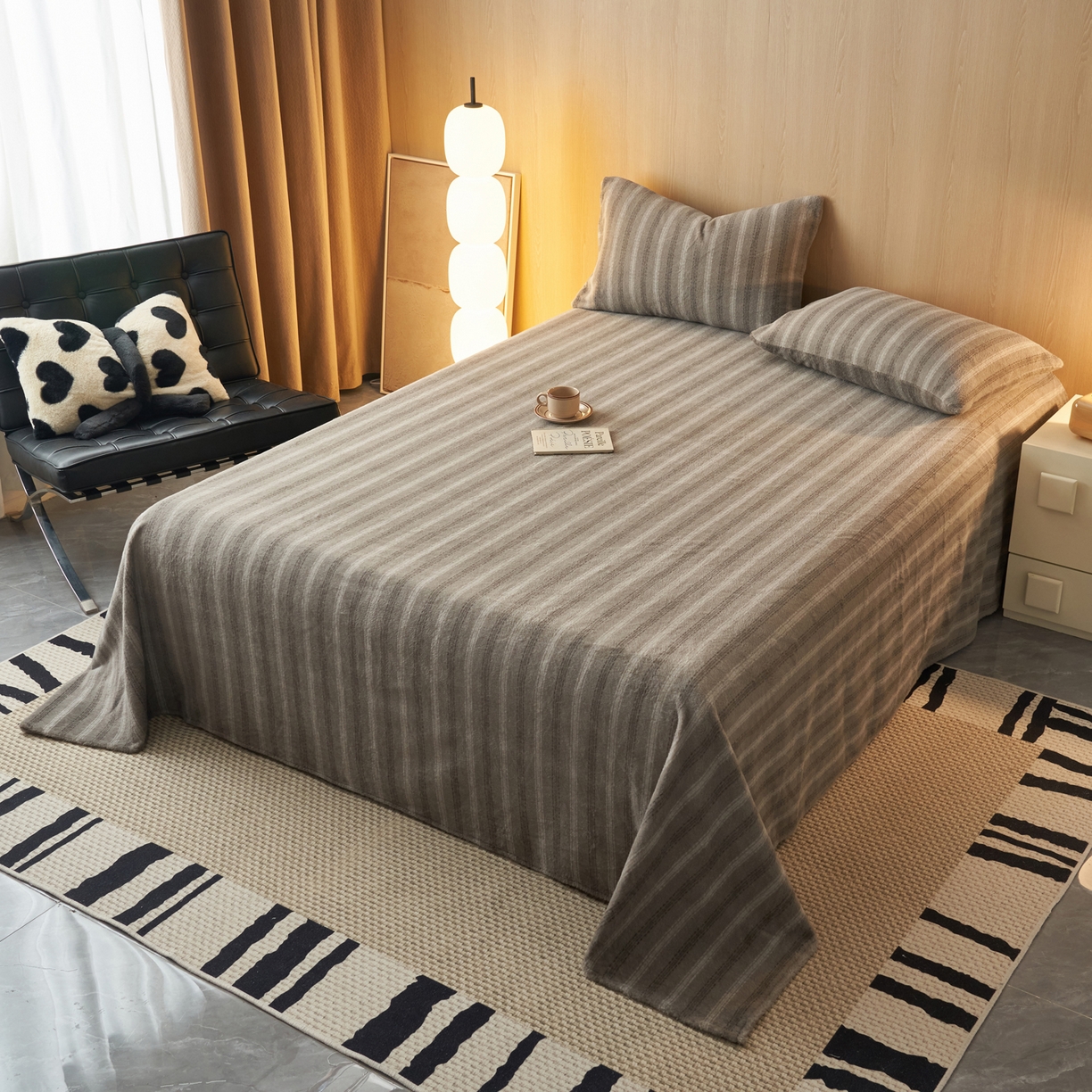 91家纺网 家纺一手货源 找家纺 早晨家纺 2025新款未末款仿羊绒牛奶绒床单 未末-深灰