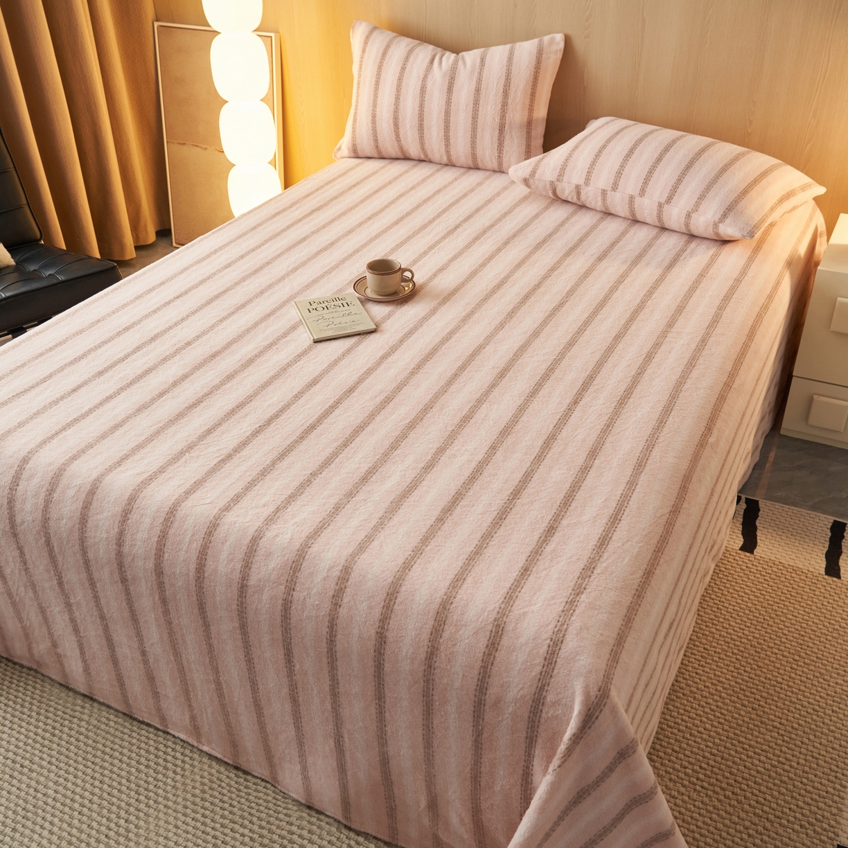 91家纺网 家纺一手货源 找家纺 早晨家纺 2025新款未末款仿羊绒牛奶绒床单 未末-柔粉