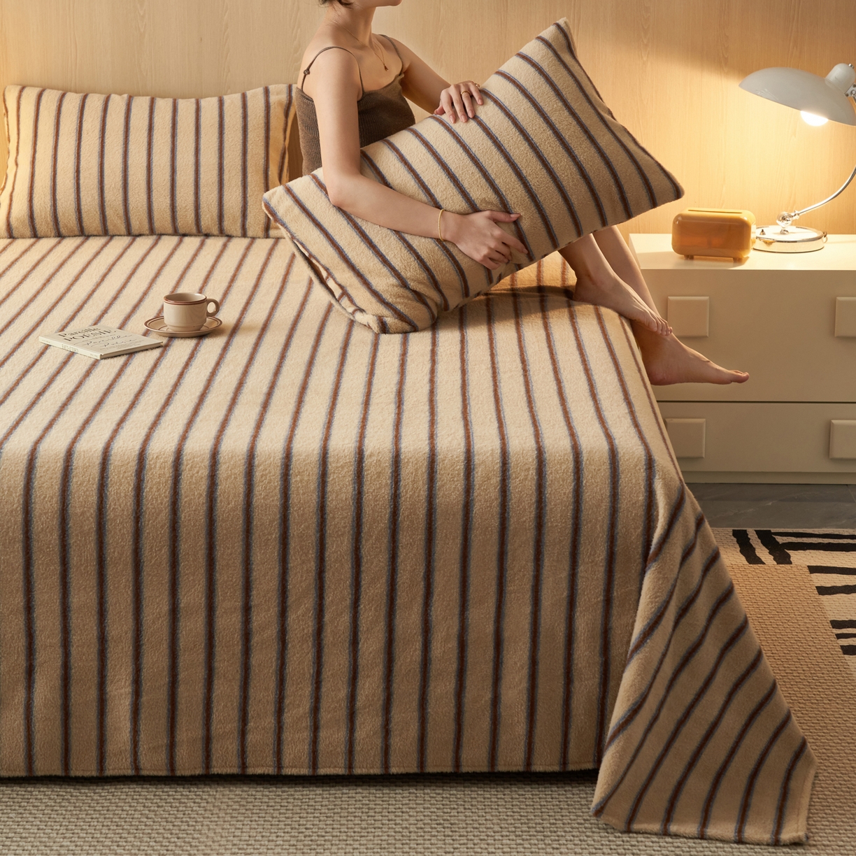 91家纺网 家纺一手货源 找家纺 早晨家纺 2025新款未末款仿羊绒牛奶绒床单 未末-暖棕