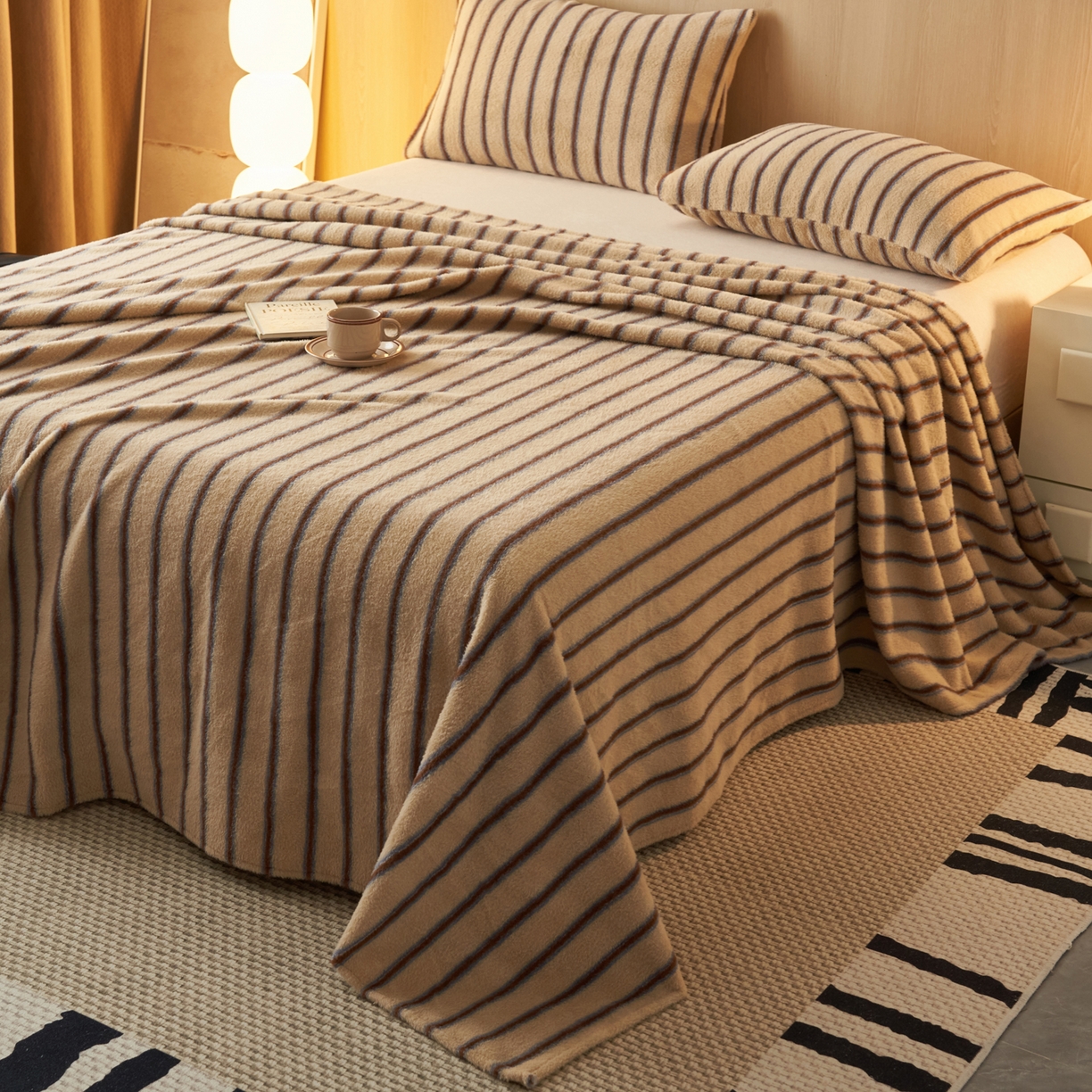 91家纺网 家纺一手货源 找家纺 早晨家纺 2025新款未末款仿羊绒牛奶绒床单 未末-暖棕