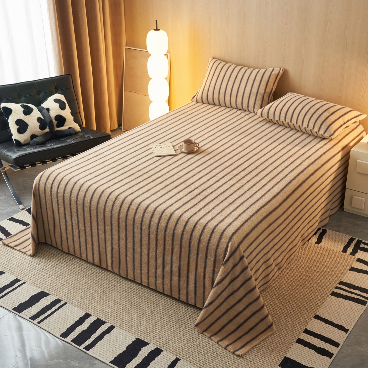 91家纺网 家纺一手货源 找家纺 早晨家纺 2025新款未末款仿羊绒牛奶绒床单 未末-暖棕