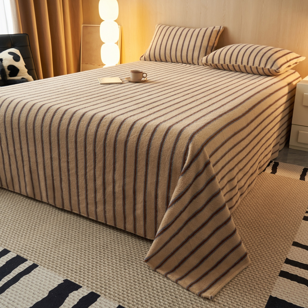 91家纺网 家纺一手货源 找家纺 早晨家纺 2025新款未末款仿羊绒牛奶绒床单 未末-暖棕