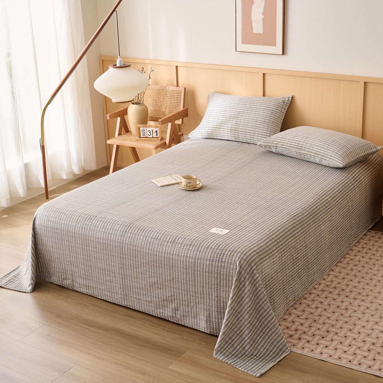 91家纺网 家纺一手货源 找家纺 早晨家纺 2025新款野牧款高克重牛奶绒印花单床单系列 野牧-香风灰