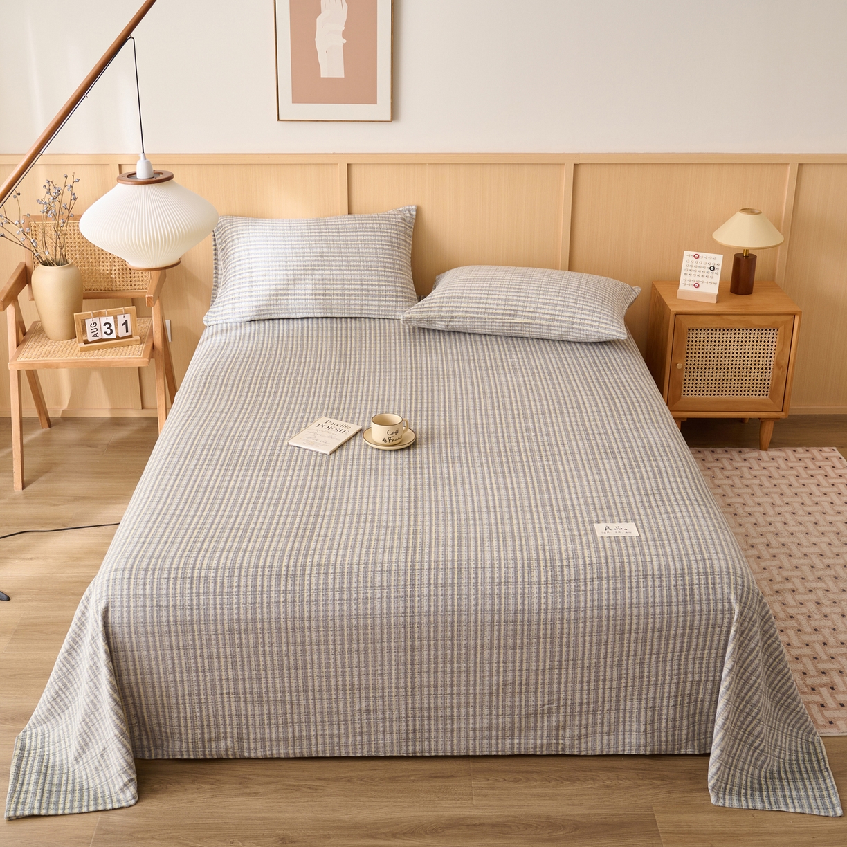 91家纺网 家纺一手货源 找家纺 早晨家纺 2025新款野牧款高克重牛奶绒印花单床单系列 野牧-香风灰