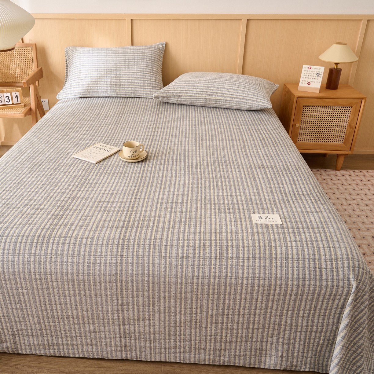 91家纺网 家纺一手货源 找家纺 早晨家纺 2025新款野牧款高克重牛奶绒印花单床单系列 野牧-香风灰