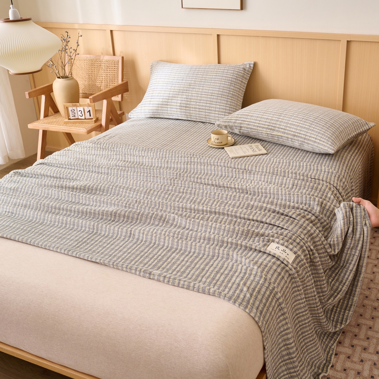 91家纺网 家纺一手货源 找家纺 早晨家纺 2025新款野牧款高克重牛奶绒印花单床单系列 野牧-香风灰