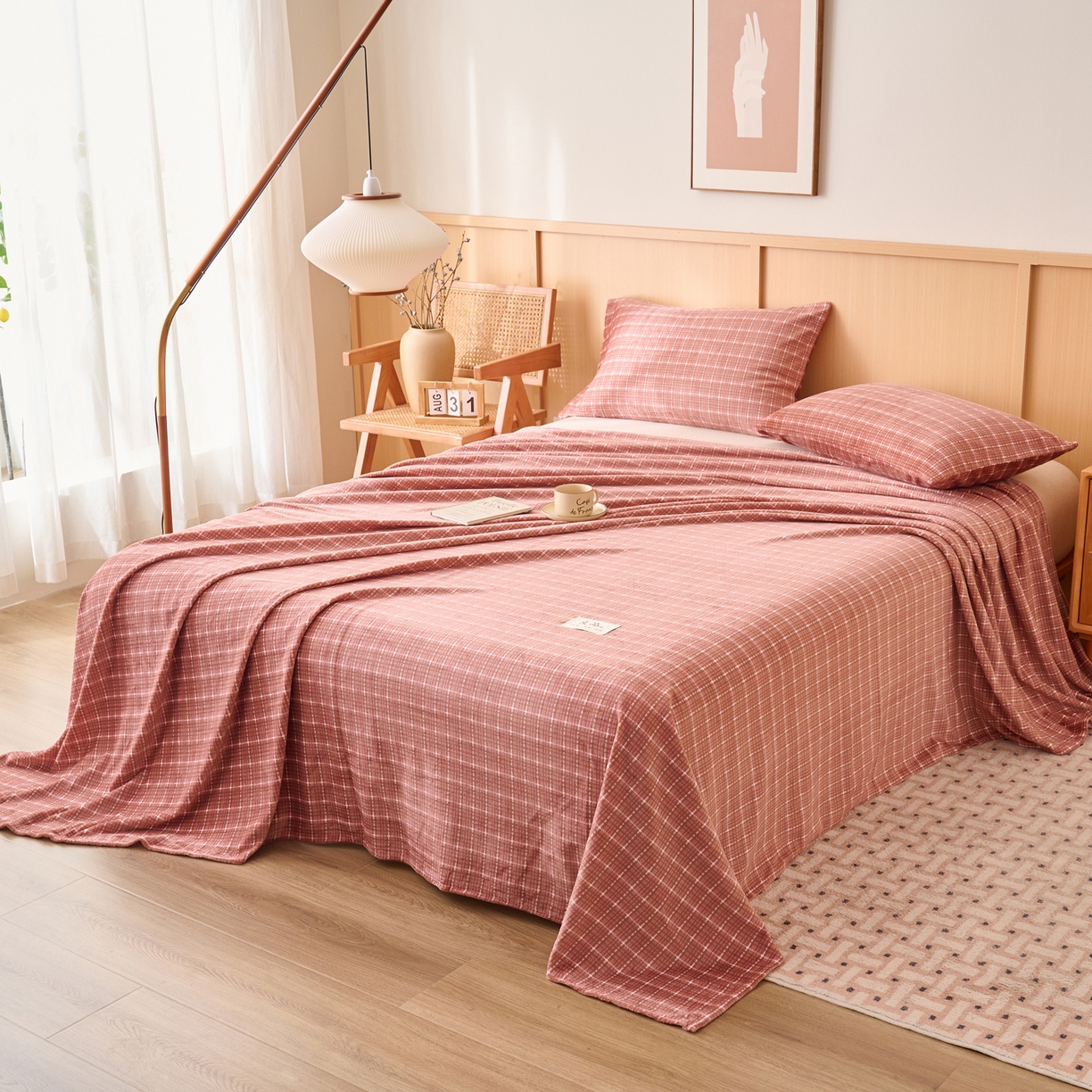 91家纺网 家纺一手货源 找家纺 早晨家纺 2025新款野牧款高克重牛奶绒印花单床单系列 野牧-香风焦糖